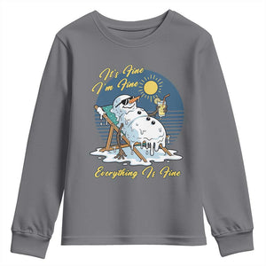 Melting Snowman Christmas In July Youth Sweatshirt It Is Fine Everything Is Fine TS12 Charcoal Print Your Wear