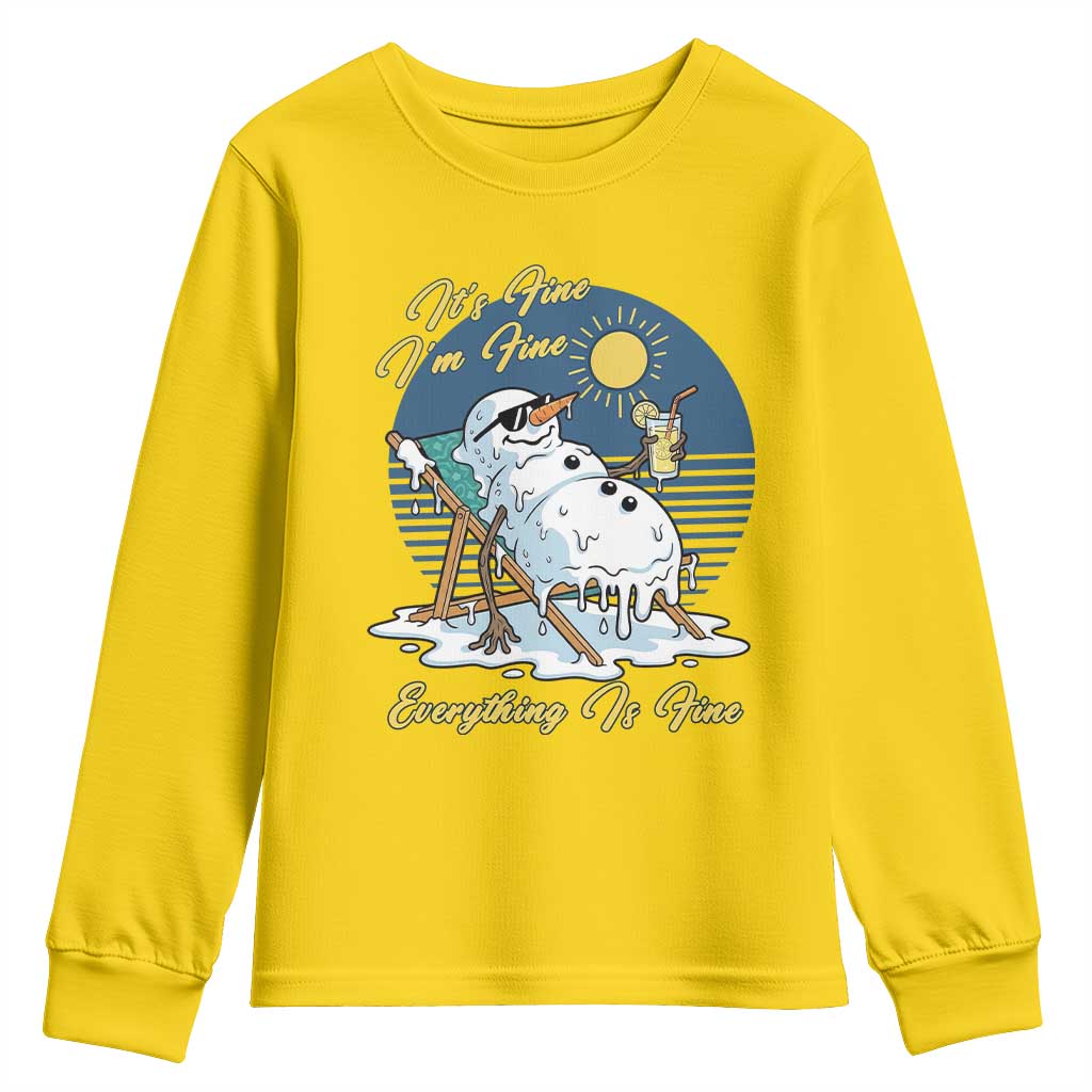 Melting Snowman Christmas In July Youth Sweatshirt It Is Fine Everything Is Fine TS12 Daisy Print Your Wear