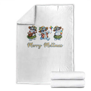 Funny Hawaiian Snowman Summer Graphic Throw Blanket Merry Meltmas TS12 White Print Your Wear
