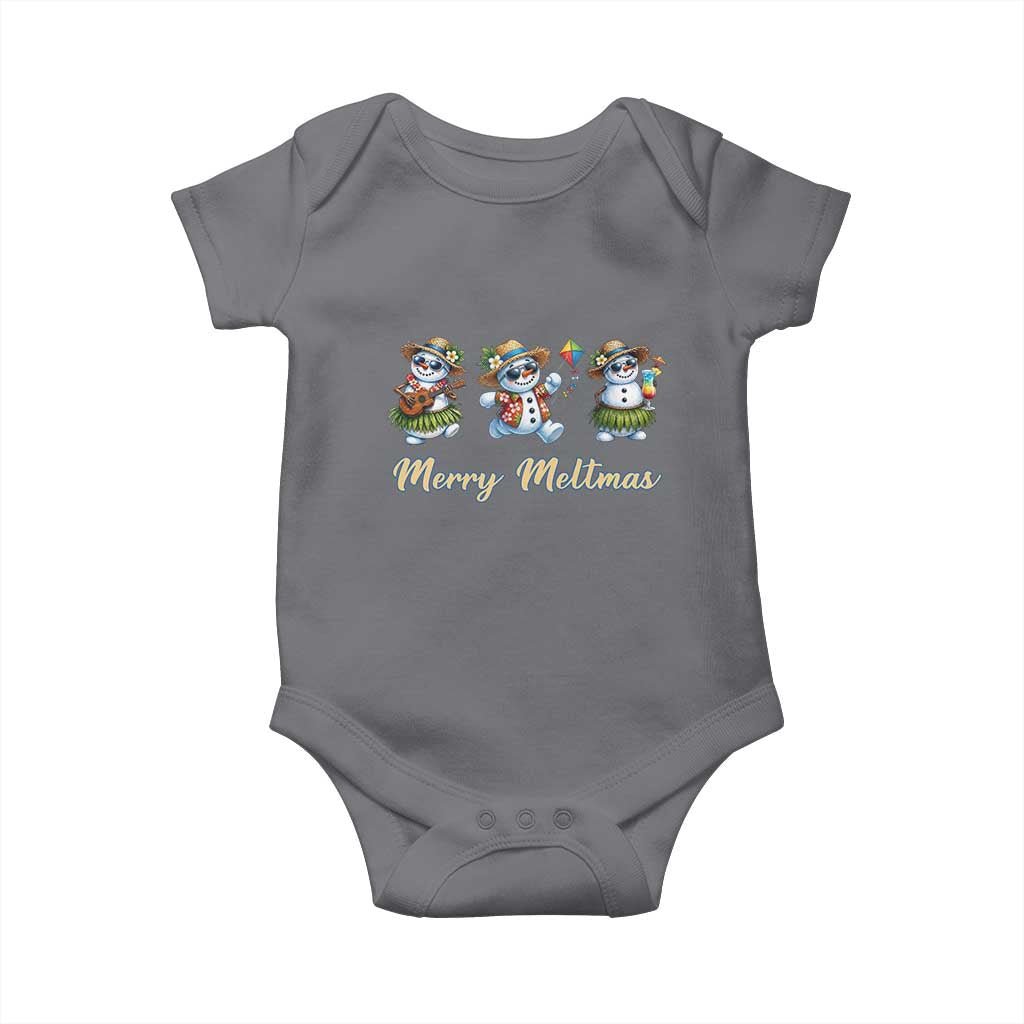 Funny Hawaiian Snowman Summer Graphic Baby Onesie Merry Meltmas TS12 Charcoal Print Your Wear