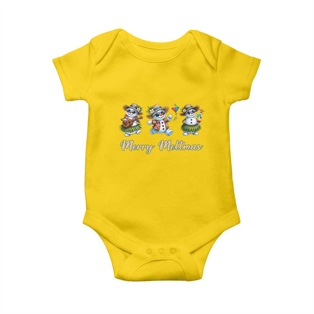 Funny Hawaiian Snowman Summer Graphic Baby Onesie Merry Meltmas TS12 Daisy Print Your Wear