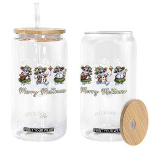 Funny Hawaiian Snowman Summer Graphic Glass Can Merry Meltmas TS12 Print Your Wear