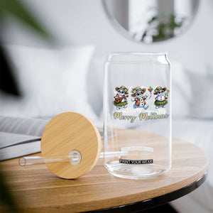Funny Hawaiian Snowman Summer Graphic Glass Can Merry Meltmas TS12 Print Your Wear
