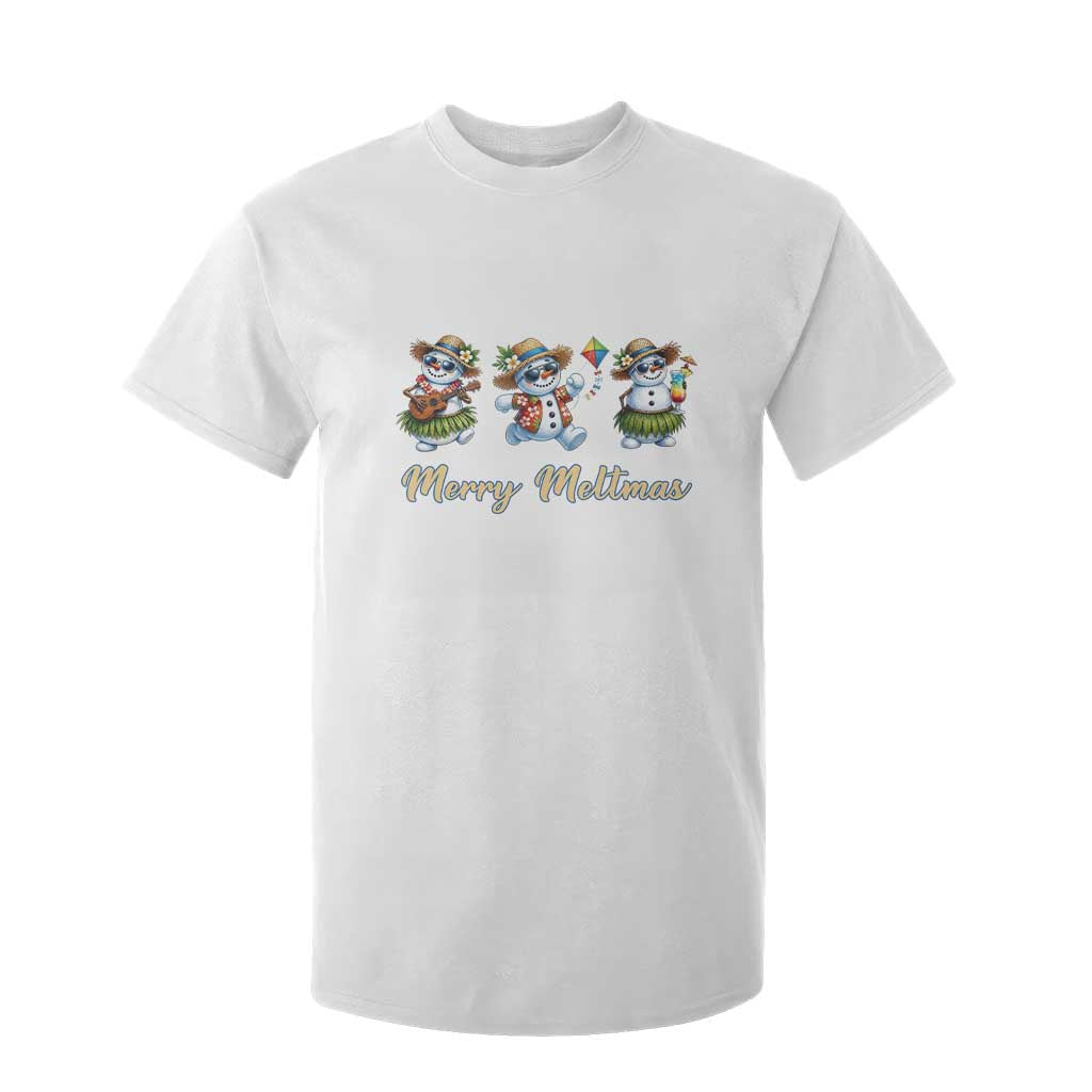 Funny Hawaiian Snowman Summer Graphic T Shirt For Kid Merry Meltmas TS12 White Print Your Wear