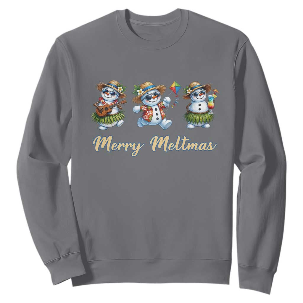 Funny Hawaiian Snowman Summer Graphic Sweatshirt Merry Meltmas TS12 Charcoal Print Your Wear