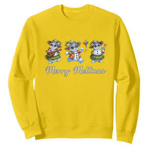 Funny Hawaiian Snowman Summer Graphic Sweatshirt Merry Meltmas TS12 Daisy Print Your Wear