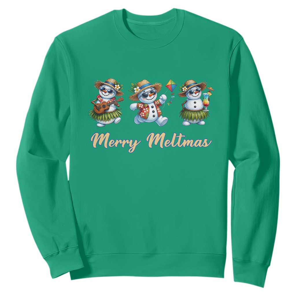 Funny Hawaiian Snowman Summer Graphic Sweatshirt Merry Meltmas TS12 Irish Green Print Your Wear