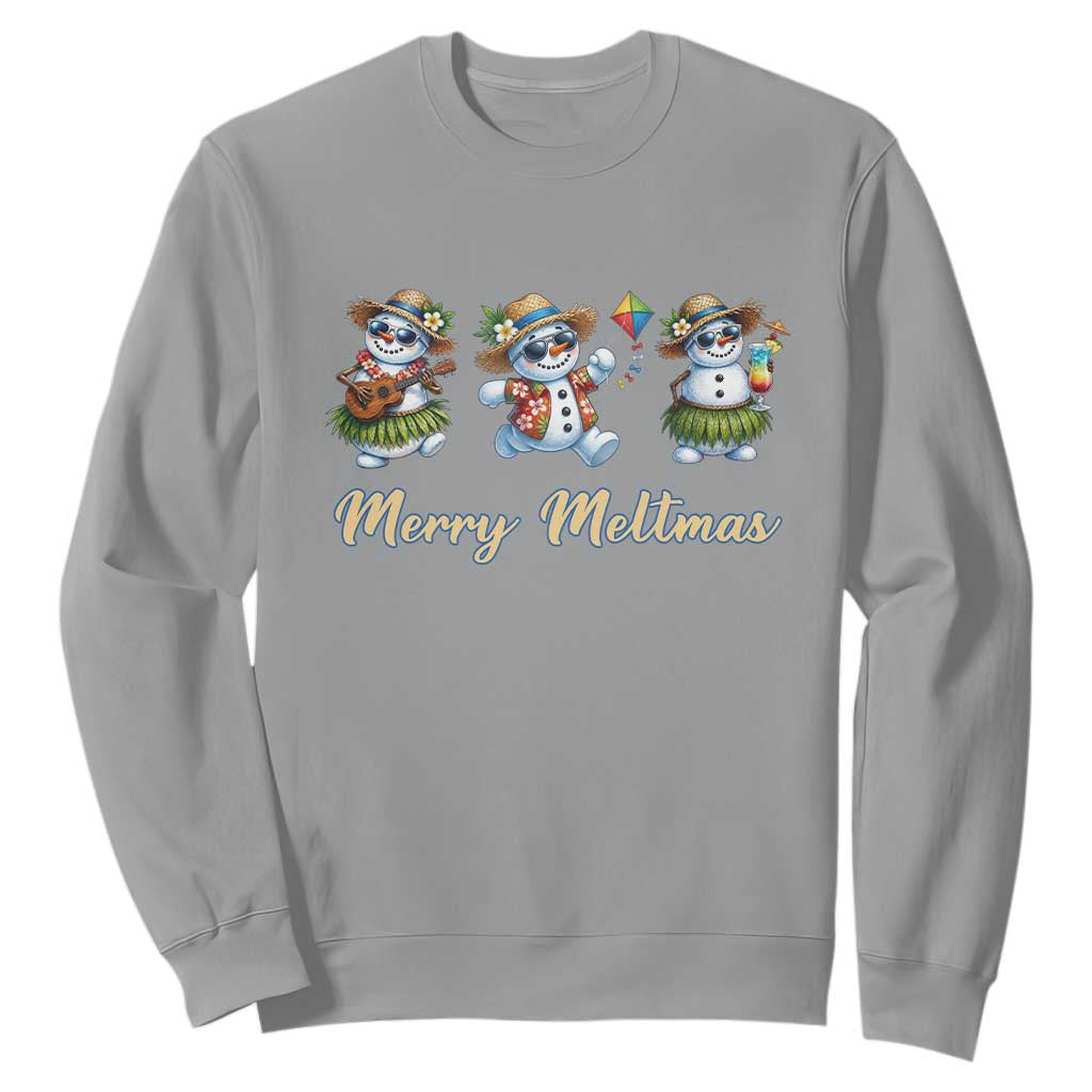 Funny Hawaiian Snowman Summer Graphic Sweatshirt Merry Meltmas TS12 Sport Gray Print Your Wear