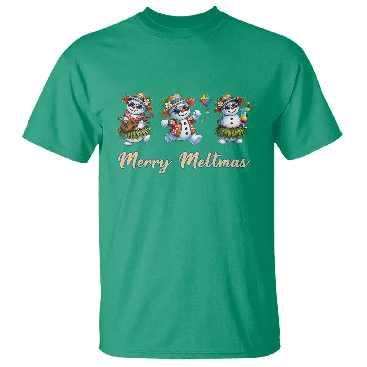 Funny Hawaiian Snowman Summer Graphic T Shirt Merry Meltmas TS12 Irish Green Print Your Wear