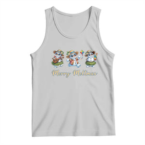 Funny Hawaiian Snowman Summer Graphic Tank Top Merry Meltmas TS12 Ash Print Your Wear
