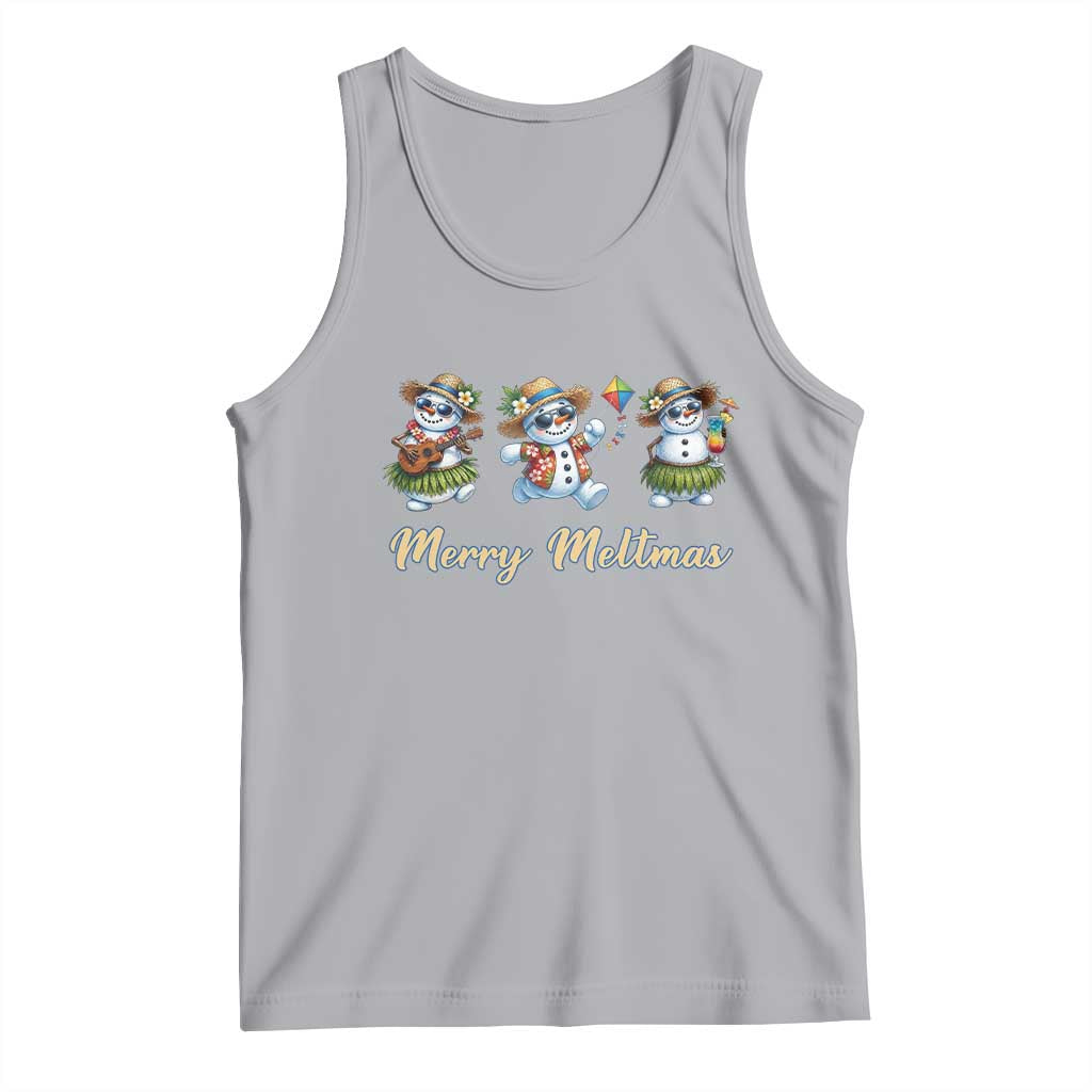 Funny Hawaiian Snowman Summer Graphic Tank Top Merry Meltmas TS12 Athletic Heather Print Your Wear