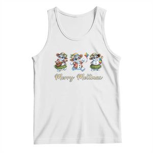 Funny Hawaiian Snowman Summer Graphic Tank Top Merry Meltmas TS12 White Print Your Wear