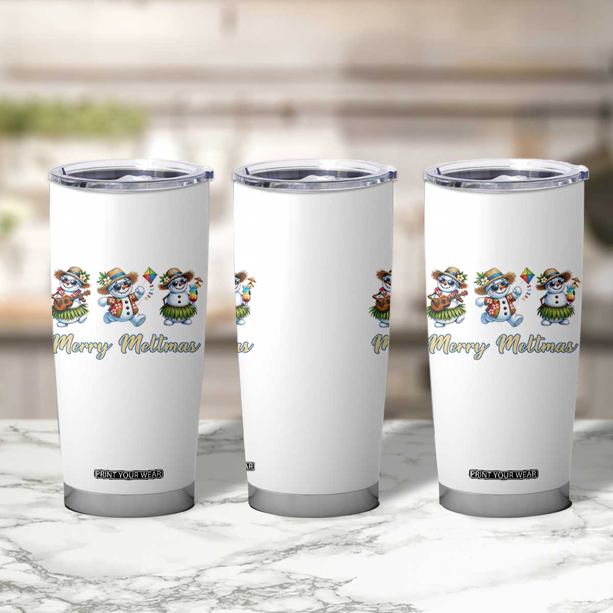 Funny Hawaiian Snowman Summer Graphic Tumbler Cup Merry Meltmas TS12 Print Your Wear