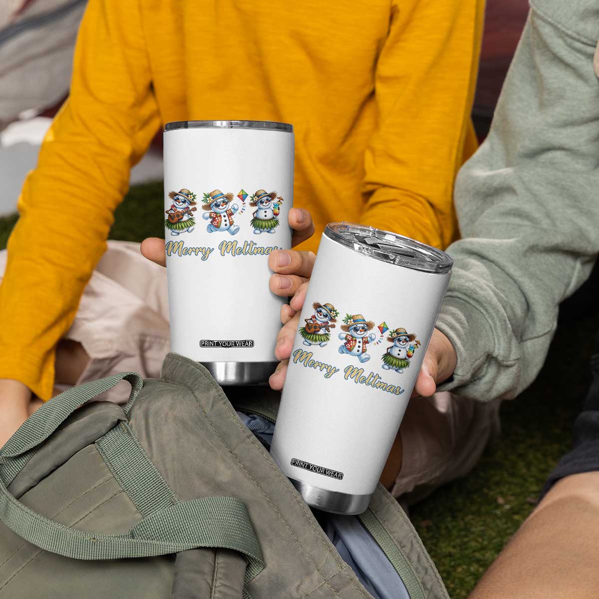 Funny Hawaiian Snowman Summer Graphic Tumbler Cup Merry Meltmas TS12 Print Your Wear