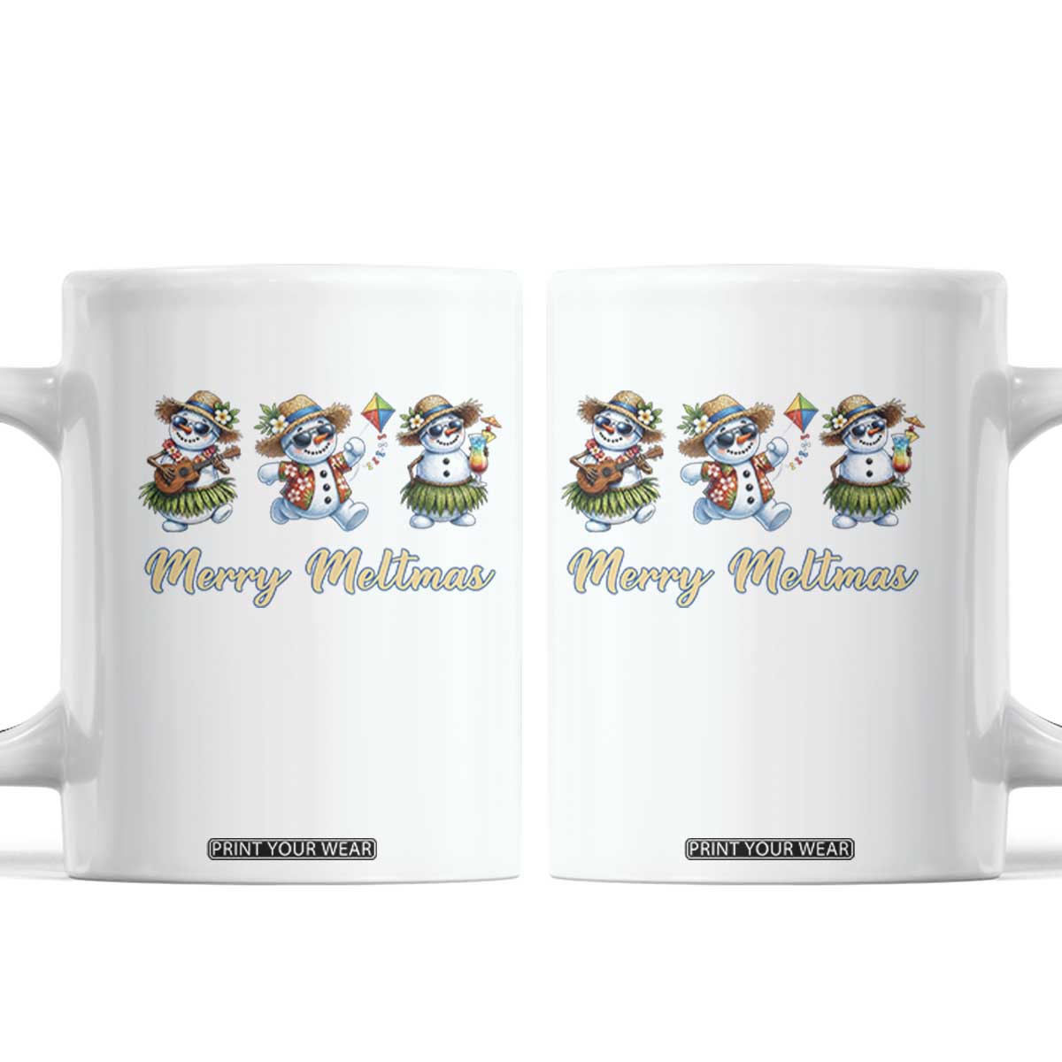 Funny Hawaiian Snowman Summer Graphic Coffee Mug Merry Meltmas TS12 White Print Your Wear