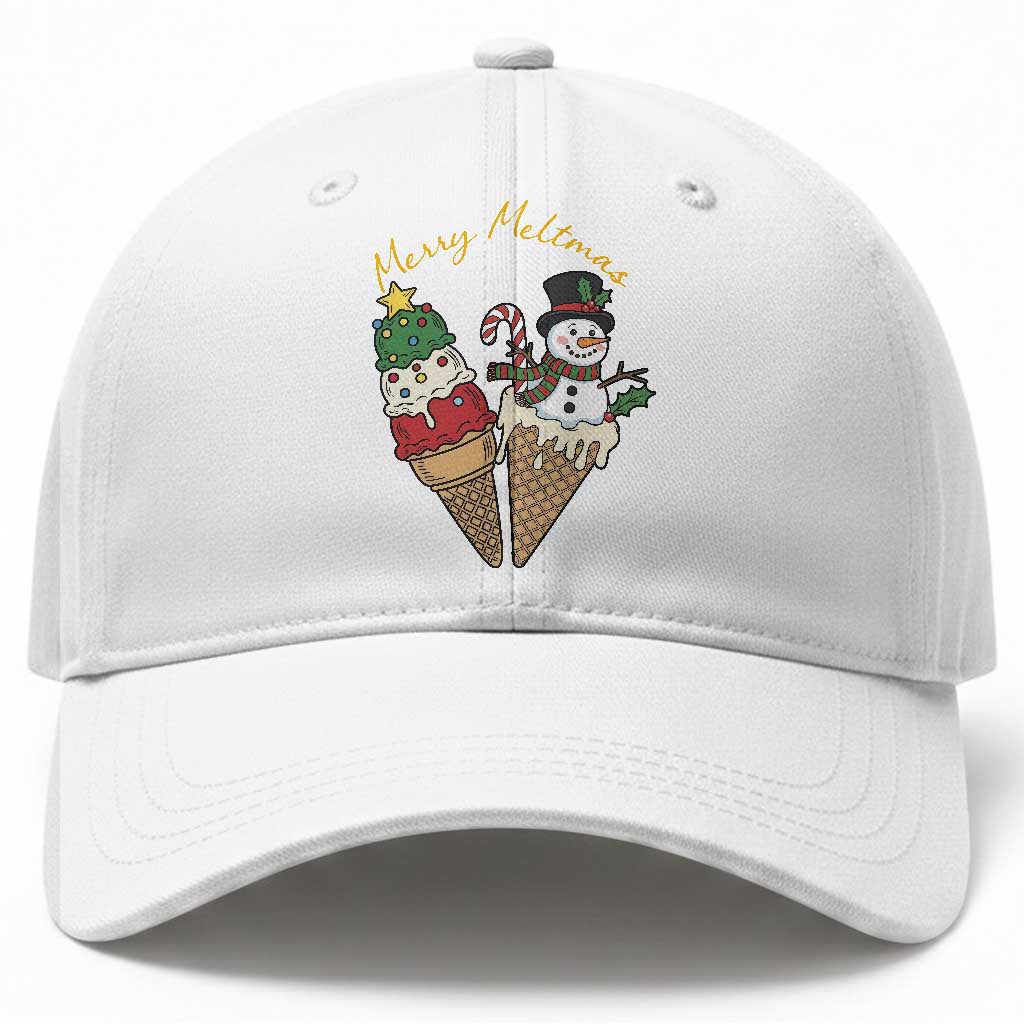 Christmas In July Ice Cream Snowman Graphic Baseball Cap Merry Meltmas TS12 Print Your Wear
