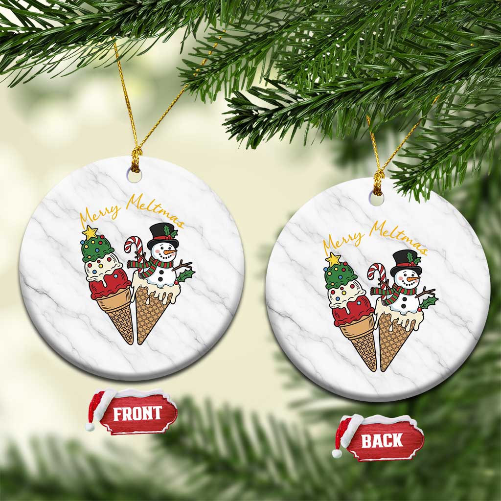 Christmas In July Ice Cream Snowman Graphic Ceramic Ornament Merry Meltmas TS12 1pc White Marble Print Your Wear
