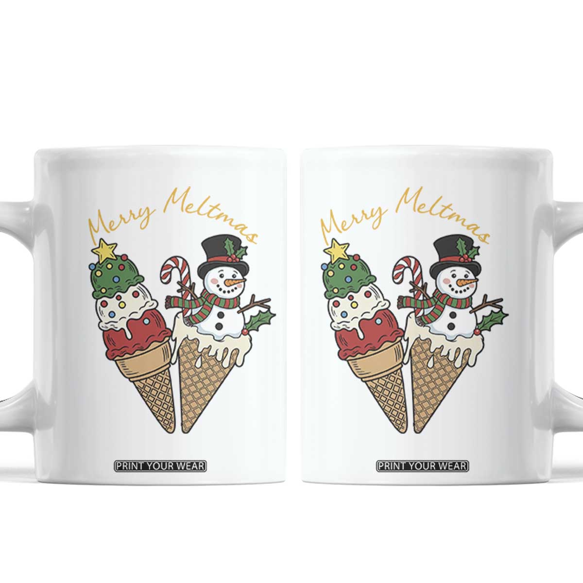 Christmas In July Ice Cream Snowman Graphic Coffee Mug Merry Meltmas TS12 White Print Your Wear