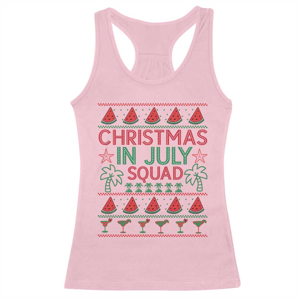 Christmas In July Squad Racerback Tank Top Tropical Beach Party Graphic TS12 Light Pink Print Your Wear