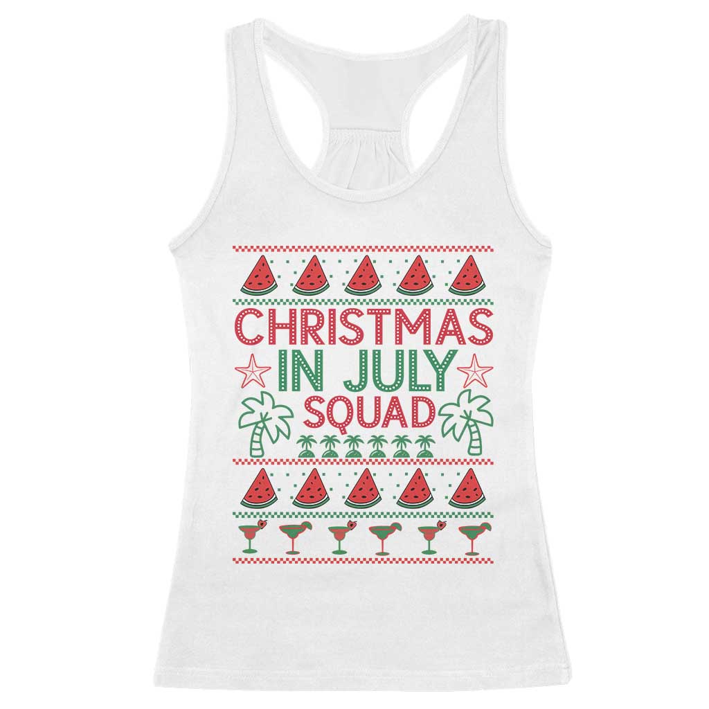 Christmas In July Squad Racerback Tank Top Tropical Beach Party Graphic TS12 White Print Your Wear