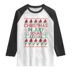 Christmas In July Squad Raglan Shirt Tropical Beach Party Graphic TS12 White Black Print Your Wear