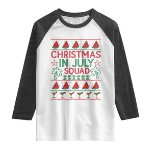 Christmas In July Squad Raglan Shirt Tropical Beach Party Graphic TS12 White Heather Charcoal Print Your Wear