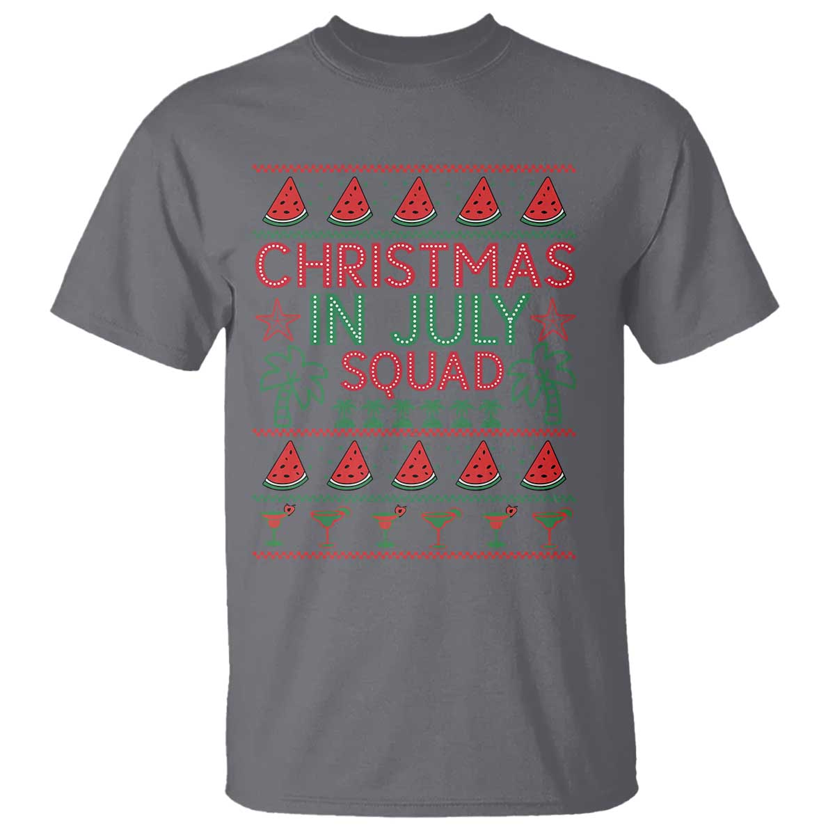 Christmas In July Squad T Shirt Tropical Beach Party Graphic TS12 Charcoal Print Your Wear