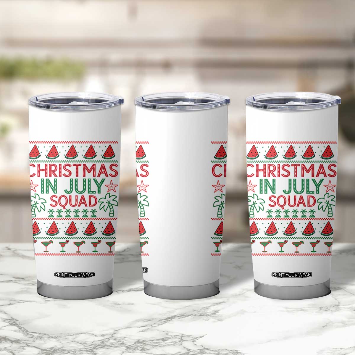 Christmas In July Squad Tumbler Cup Tropical Beach Party Graphic TS12 Print Your Wear