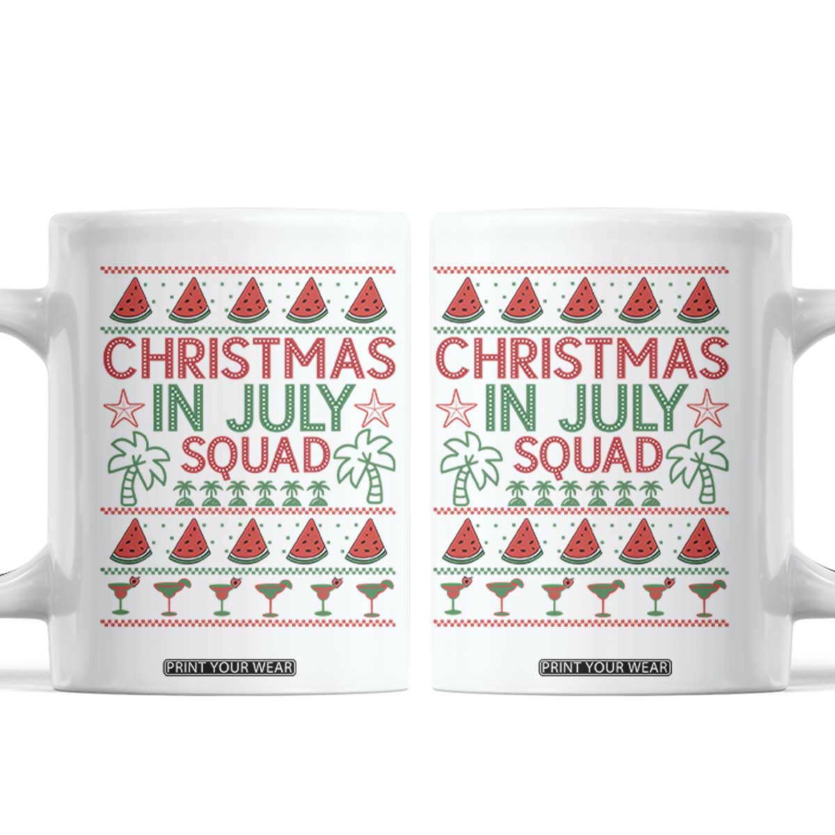Christmas In July Squad Coffee Mug Tropical Beach Party Graphic TS12 White Print Your Wear