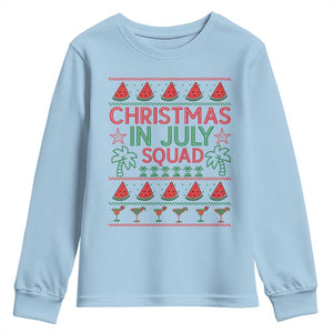 Christmas In July Squad Youth Sweatshirt Tropical Beach Party Graphic TS12 Light Blue Print Your Wear