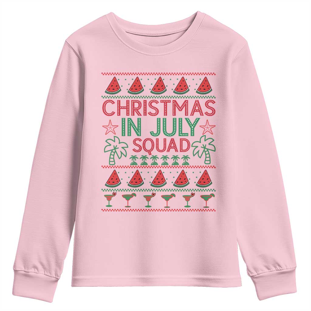 Christmas In July Squad Youth Sweatshirt Tropical Beach Party Graphic TS12 Light Pink Print Your Wear