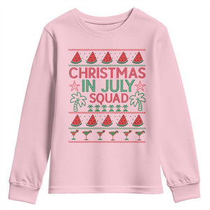 Christmas In July Squad Youth Sweatshirt Tropical Beach Party Graphic TS12 Light Pink Print Your Wear