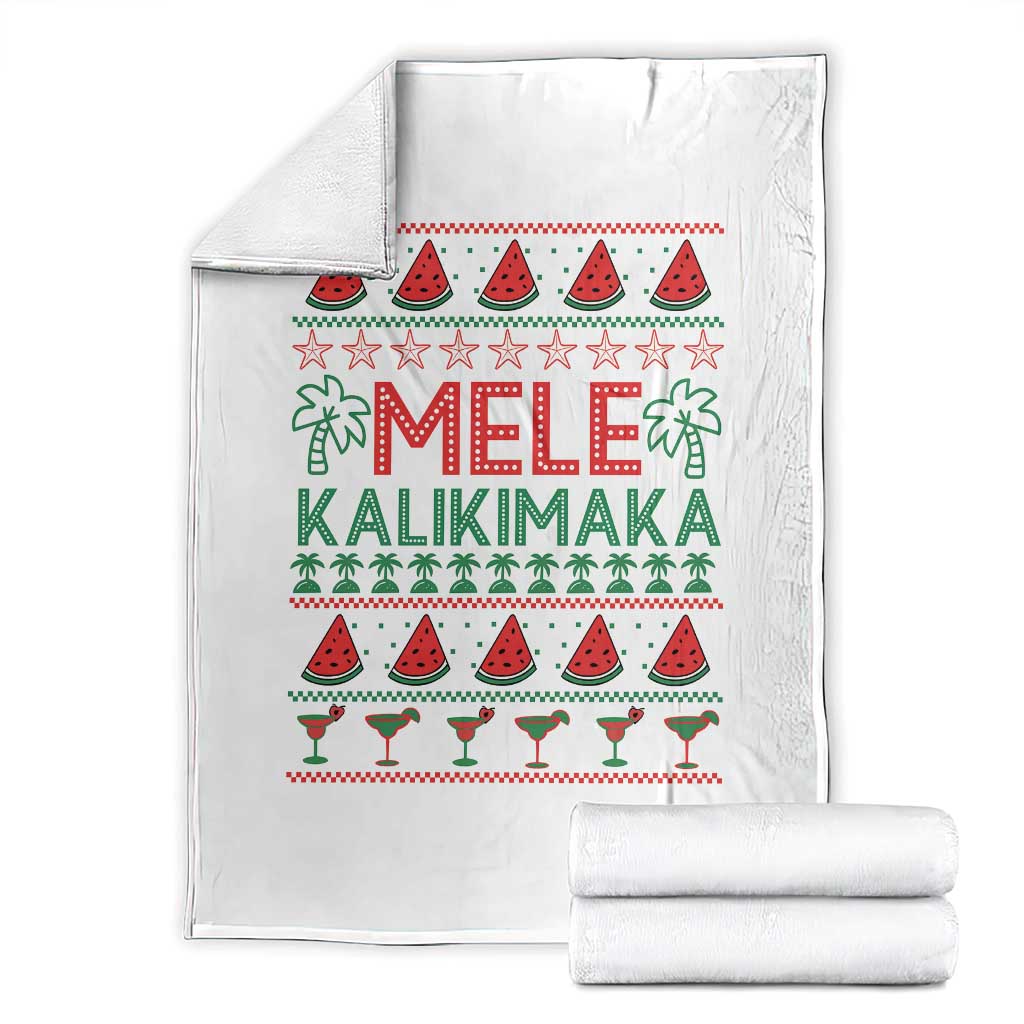 Mele Kalikimaka Throw Blanket Hawaiian Ugly Christmas Sweater TS12 White Print Your Wear
