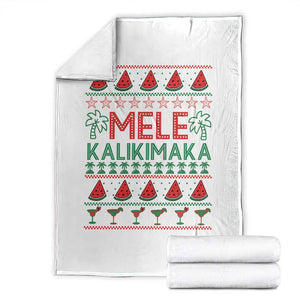 Mele Kalikimaka Throw Blanket Hawaiian Ugly Christmas Sweater TS12 White Print Your Wear