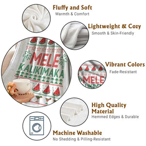 Mele Kalikimaka Throw Blanket Hawaiian Ugly Christmas Sweater TS12 Print Your Wear