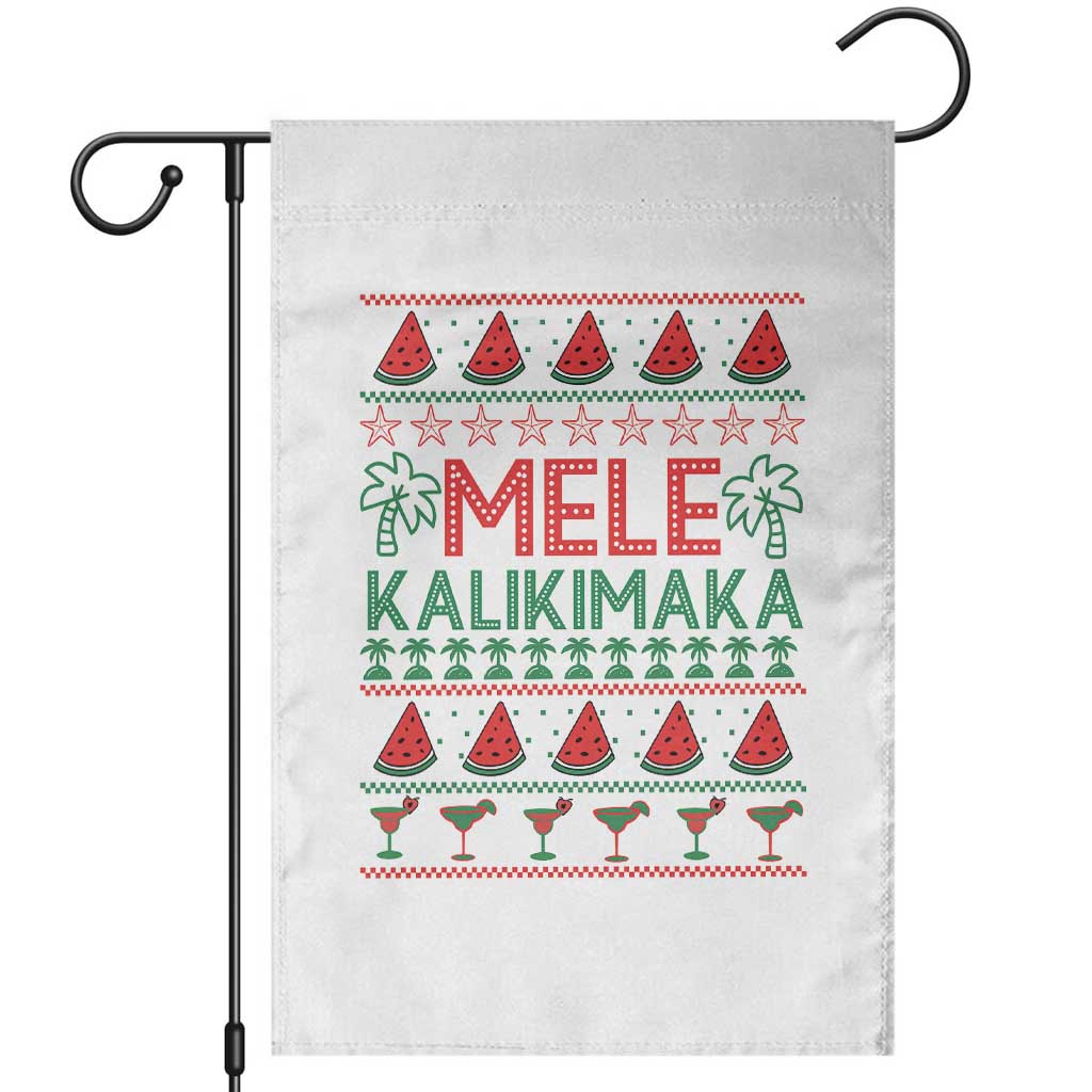 Mele Kalikimaka Garden Flag Hawaiian Ugly Christmas Sweater TS12 White Print Your Wear