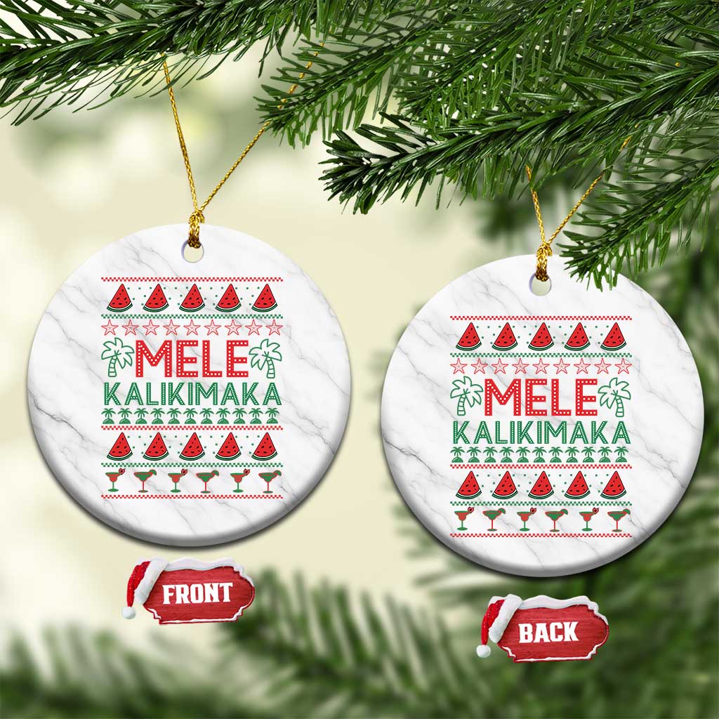 Mele Kalikimaka Ceramic Ornament Hawaiian Ugly Christmas Sweater TS12 1pc White Marble Print Your Wear