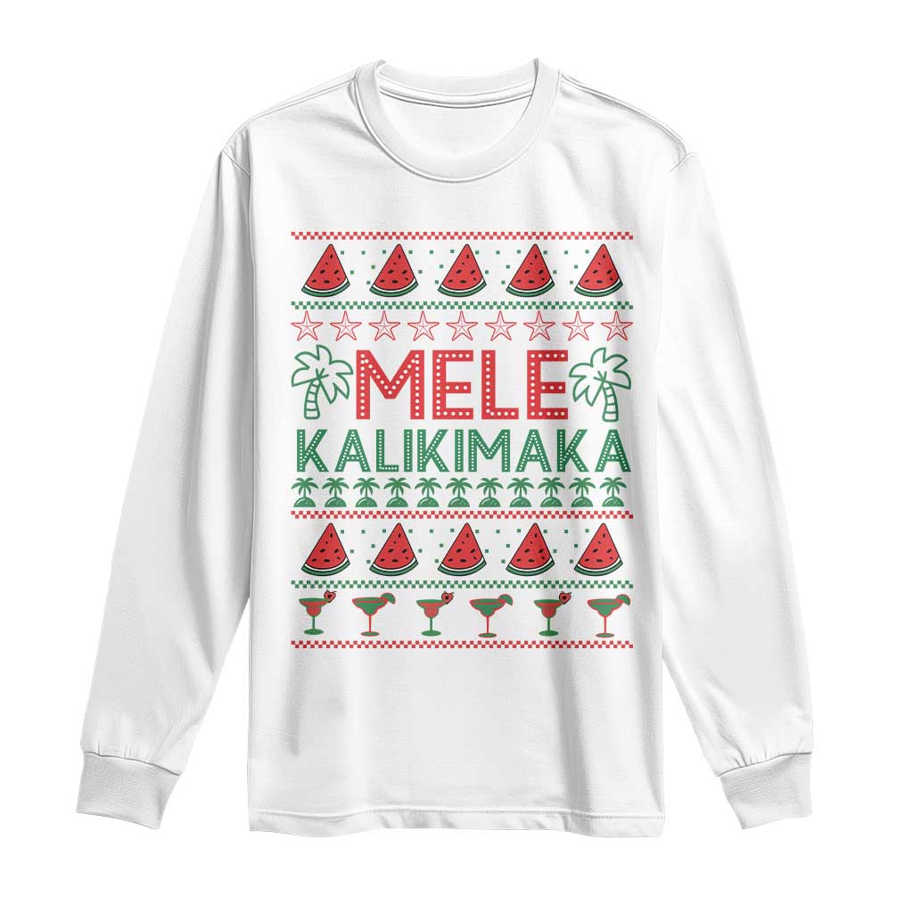 Mele Kalikimaka Long Sleeve Shirt Hawaiian Ugly Christmas Sweater TS12 White Print Your Wear