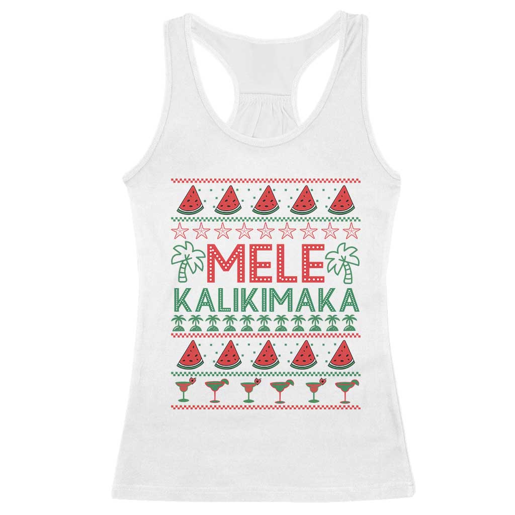 Mele Kalikimaka Racerback Tank Top Hawaiian Ugly Christmas Sweater TS12 White Print Your Wear