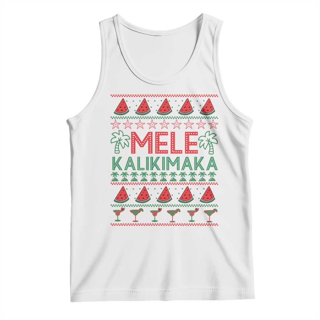 Mele Kalikimaka Tank Top Hawaiian Ugly Christmas Sweater TS12 White Print Your Wear