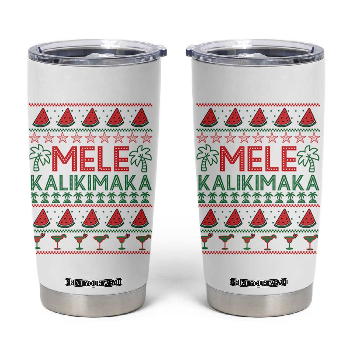 Mele Kalikimaka Tumbler Cup Hawaiian Ugly Christmas Sweater TS12 White Print Your Wear