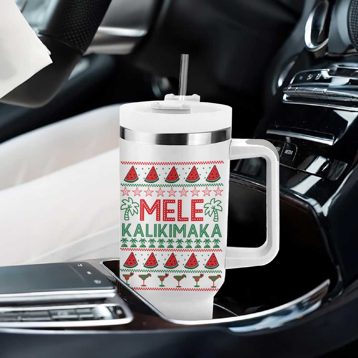 Mele Kalikimaka Tumbler With Handle Hawaiian Ugly Christmas Sweater TS12 Print Your Wear