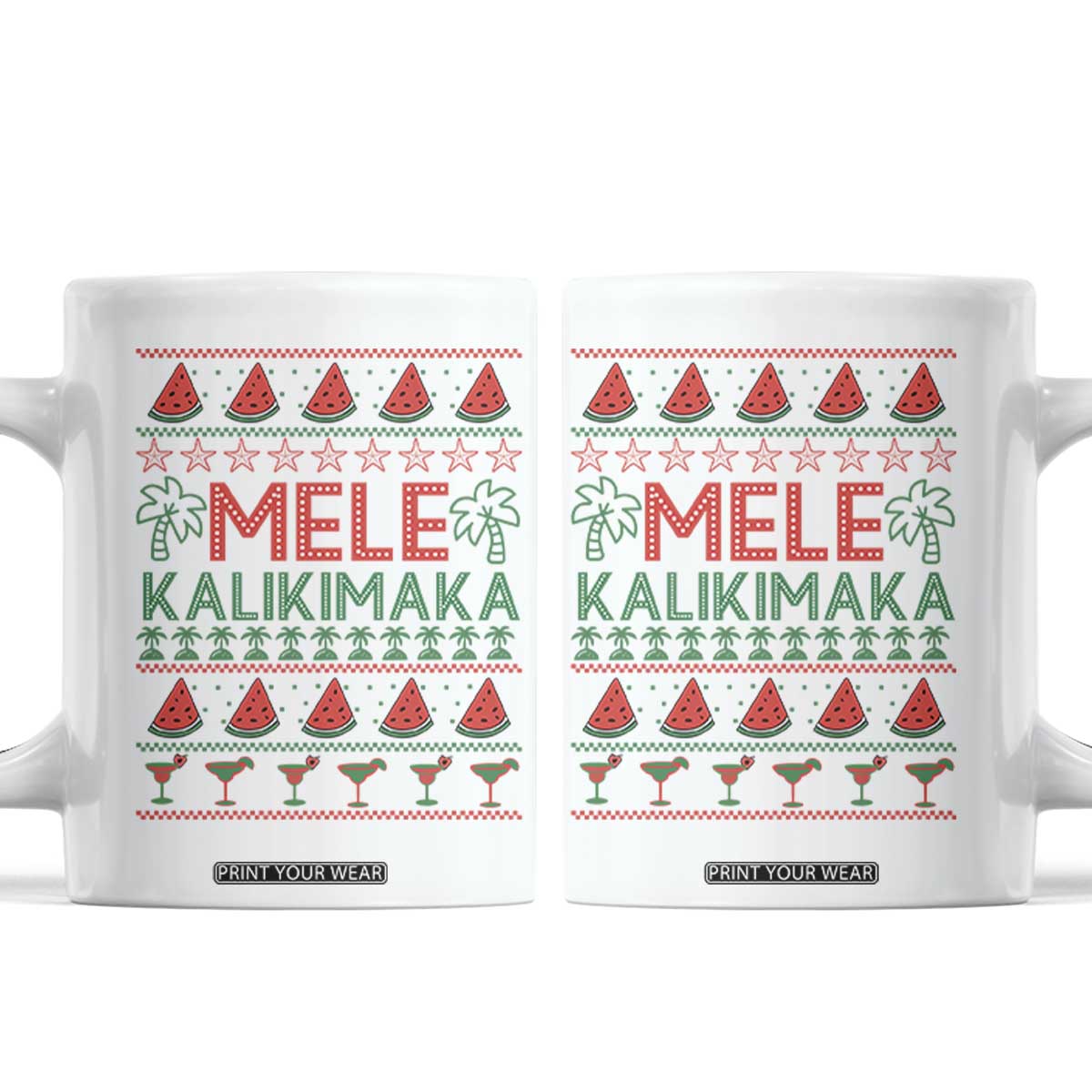Mele Kalikimaka Coffee Mug Hawaiian Ugly Christmas Sweater TS12 White Print Your Wear