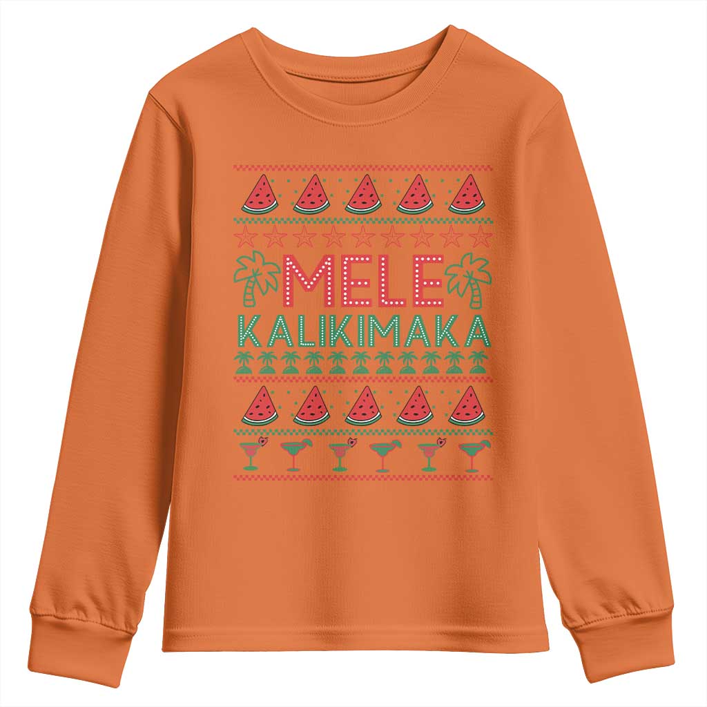 Mele Kalikimaka Youth Sweatshirt Hawaiian Ugly Christmas Sweater TS12 Orange Print Your Wear