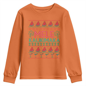 Mele Kalikimaka Youth Sweatshirt Hawaiian Ugly Christmas Sweater TS12 Orange Print Your Wear