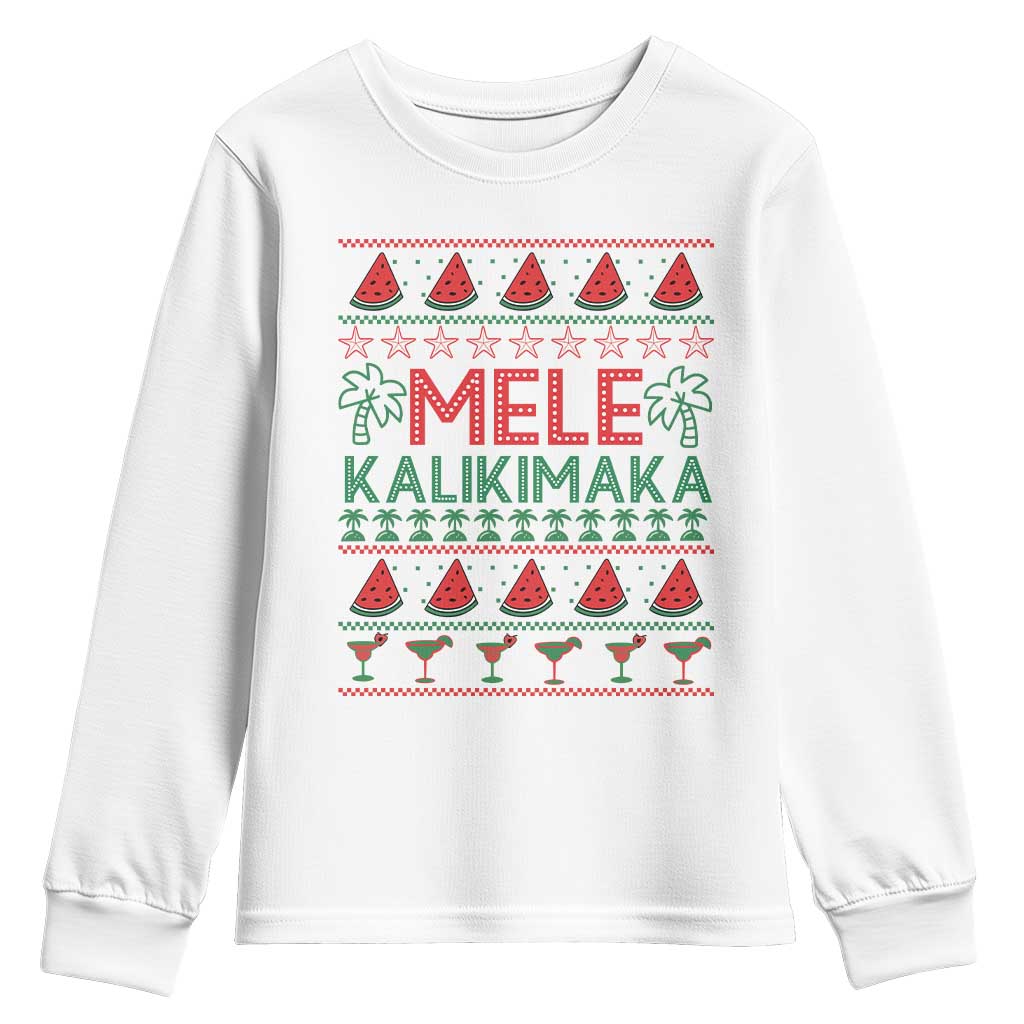 Mele Kalikimaka Youth Sweatshirt Hawaiian Ugly Christmas Sweater TS12 White Print Your Wear