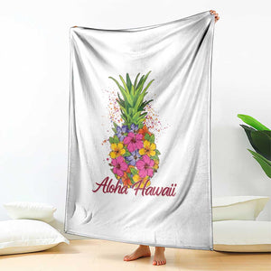 Tropical Floral Pineapple Aloha Hawaii Throw Blanket Hawaiian Island Vacation Graphic TS12 Print Your Wear
