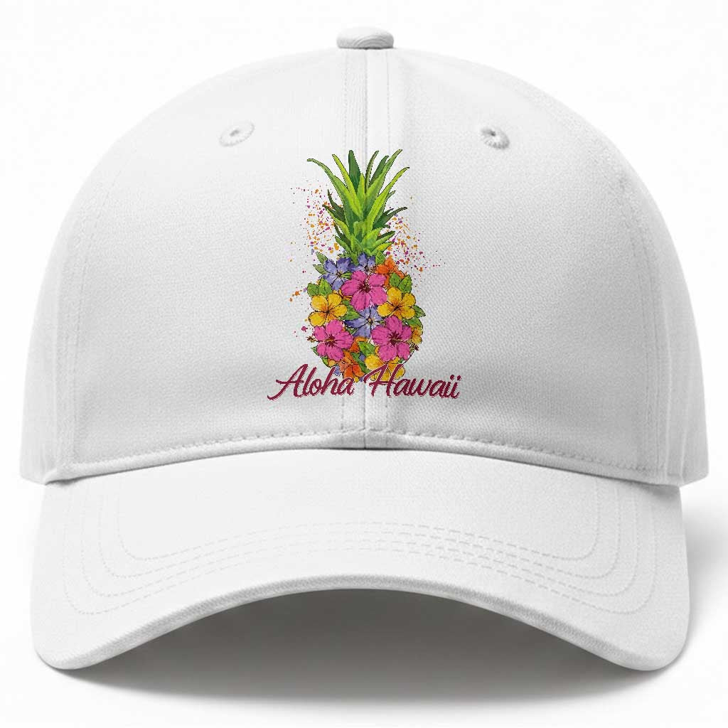 Tropical Floral Pineapple Aloha Hawaii Baseball Cap Hawaiian Island Vacation Graphic TS12 Print Your Wear