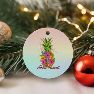 Tropical Floral Pineapple Aloha Hawaii Ceramic Ornament Hawaiian Island Vacation Graphic TS12 1pc Pastel Print Your Wear