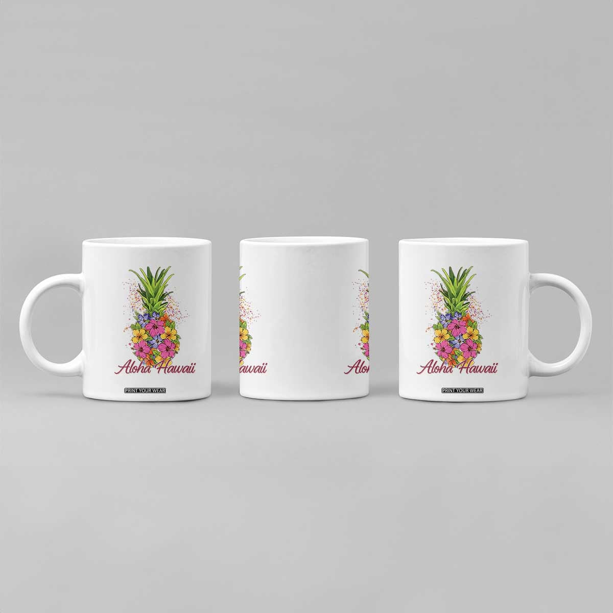 Tropical Floral Pineapple Aloha Hawaii Coffee Mug Hawaiian Island Vacation Graphic TS12 Print Your Wear